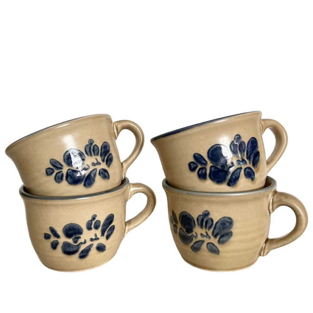 Vintage Pfaltzgraff Folk Art Coffee Tea Cup Mug Set of 4